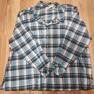 Teal, black & Gray Plaid Womens Shirt 1X